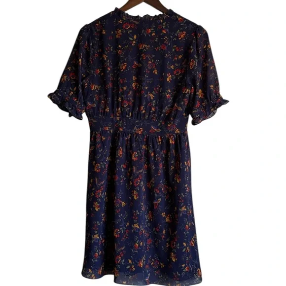 Madewell Blue Floral Dress Sz 4 - Picture 6 of 7